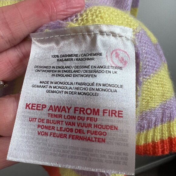 Jumper 1234 Cashmere Sweater Size US 8 Stripes V-neck Pullover Boxy Oversized - Picture 8 of 9